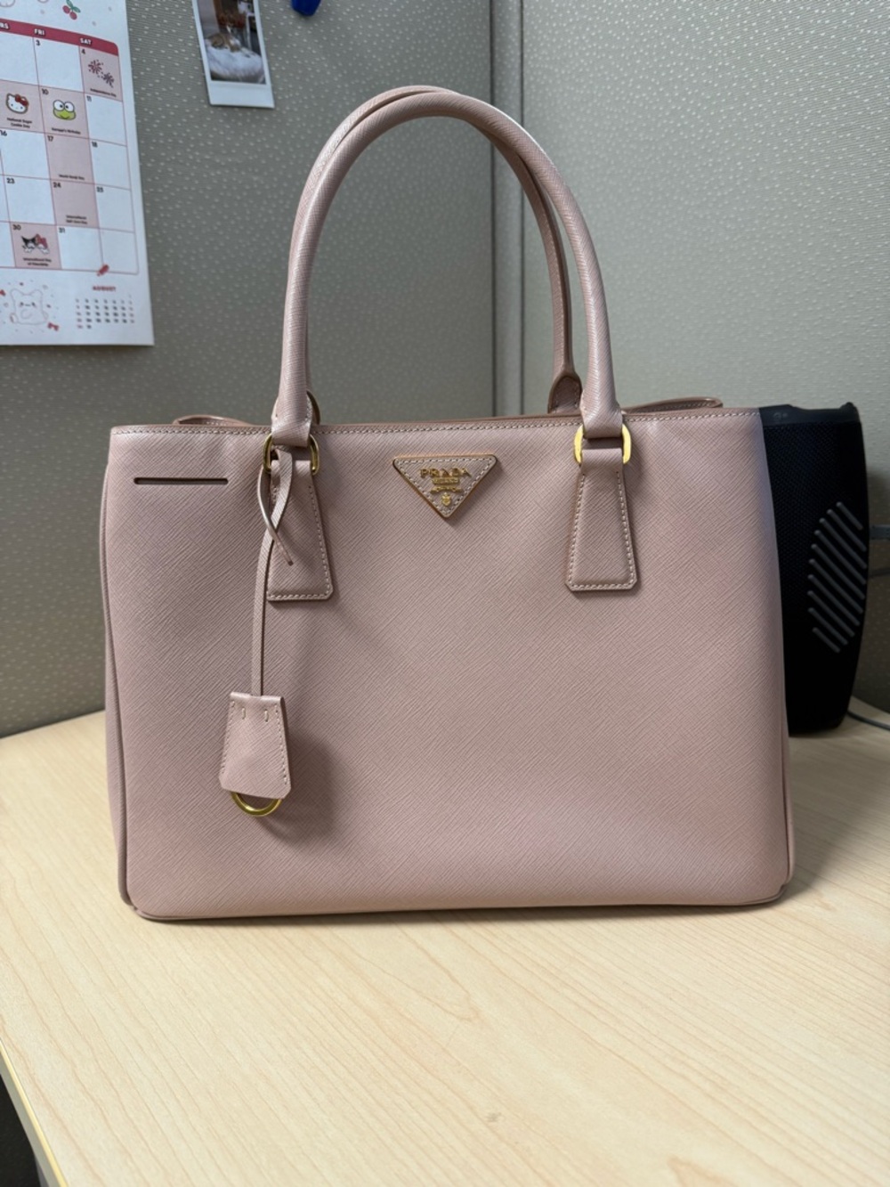 Prada Blush Pink Saffiano Double-Handle Satchel cammeo lux tote